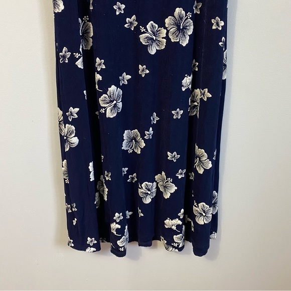 Vintage Royal Creations Hibiscus Print Blue Stretchy Maxi Dress - Picture 6 of 6